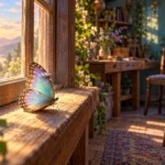Someone Who Passed Visited Your Dream? This Is More Than Memory Luminous butterfly on a sunlit windowsill beside a quiet workbench and two chairs